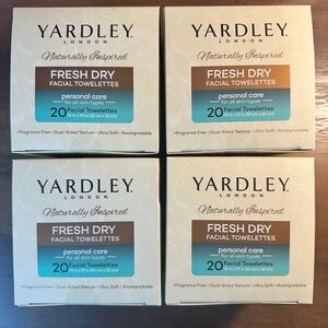Yardley London Fresh Dry Facial Towelettes, 4PK (80 Wipes) Fragrance Free